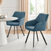 2x Falun Blue Fabric Dining Chairs Black Legs