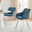 2x Falun Blue Fabric Dining Chairs Silver Legs