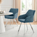2x Falun Blue Fabric Dining Chairs Silver Legs