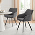 2x Falun Dark Grey Fabric Dining Chairs Black Legs