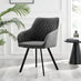 2x Falun Dark Grey Fabric Dining Chairs Black Legs