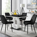 Giovani 4 Black Dining Table & 4 Black Pesaro Black Leg Chairs
