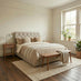 Hayden Beige Fabric Ottoman Double Bed Frame