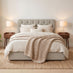 Hayden Beige Fabric Ottoman King Size Bed Frame