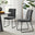 2x Halle Dark Grey Fabric Dining Chairs Black Legs