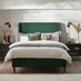 Hana Green Recycled Fabric Double Bed Frame