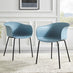 2x Harper Blue Plastic Dining Chairs Black Legs