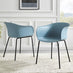 2x Harper Blue Plastic Dining Chairs Black Legs