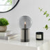 Hattie Smoked Glass & Silver Industrial Dimmable Table Lamp