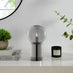 Hattie Smoked Glass & Silver Industrial Dimmable Table Lamp