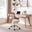 Hoomz Cream Fabric and Wood Swivel Office Chair