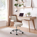 Hoomz Cream Fabric and Wood Swivel Office Chair