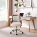 Hoomz Cream Fabric and Wood Swivel Office Chair