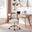 Hoomz Cream Fabric and Wood Swivel Office Chair