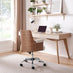 Hoomz Cream Fabric and Wood Swivel Office Chair