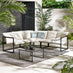 Hydra Black Metal & Cream 5 Seat Garden Sofa Set