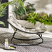 Hydra Black Metal & Cream Garden Rocking Chair