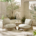 2x Iko Wood & Cream Garden Accent Chairs Set