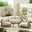 Iko Wood & Cream 4 Seat Garden Sofa & Chairs Set