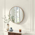 Inga Oak Wood Medium Round 80cm Wall Mirror