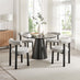 2x Isola Grey Fabric Dining Chairs Black Legs