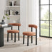 2x Isola Terracotta Orange Fabric Dining Chairs Black Legs