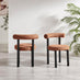 2x Isola Terracotta Orange Fabric Dining Chairs Black Legs