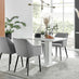 Imperia High Gloss White Dining Table & 4 Grey Calla Black Leg Chairs