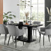 Imperia High Gloss Black Dining Table & 6 Grey Calla Black Leg Chairs