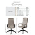 Centro Cappuccino Beige Velvet Swivel Office Chair