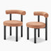 2x Isola Terracotta Orange Fabric Dining Chairs Black Legs