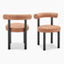 2x Isola Terracotta Orange Fabric Dining Chairs Black Legs