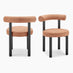 2x Isola Terracotta Orange Fabric Dining Chairs Black Legs