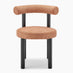 2x Isola Terracotta Orange Fabric Dining Chairs Black Legs