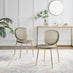 2x Ivy Taupe Velvet Dining Chairs Gold Legs