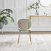 2x Ivy Taupe Velvet Dining Chairs Gold Legs