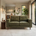 Jasper Green Linen-Look Fabric 2 Seater Sofa