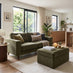 Jasper Green Linen-Look Fabric 2 Seater Sofa