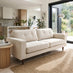 Jasper Cream Linen-Look Fabric 3 Seater Sofa