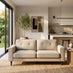 Jasper Cream Linen-Look Fabric 3 Seater Sofa