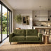 Jasper Green Linen-Look Fabric 3 Seater Sofa