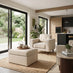 Jasper Cream Linen-Look Fabric Armchair