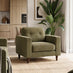 Jasper Green Linen-Look Fabric Armchair