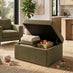Jasper Green Linen-Look Fabric Storage Footstool