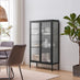 Jia Black Metal and Glass 2 Door Display Cabinet