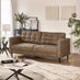 Jolene Brown Faux Leather 3 Seater Sofa