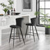 2x Juniper Black Velvet Counter Stools Black Legs