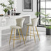 2x Juniper Cappuccino Beige Velvet Counter Stools Gold Legs