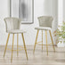 2x Juniper Cappuccino Beige Velvet Counter Stools Gold Legs