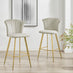 2x Juniper Cappuccino Beige Velvet Counter Stools Gold Legs
